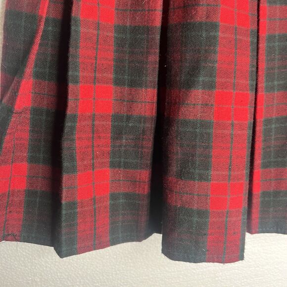 Chouyatou Red Green Tartan Plaid Wool Blend Pleated Skirt size large - Picture 5 of 7